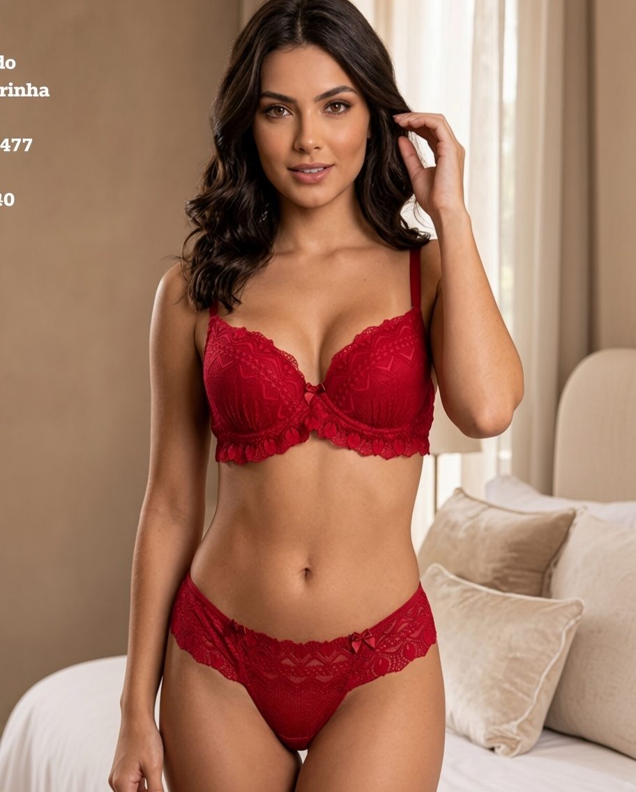 Conjunto em Renda Antialérgica Vermelho